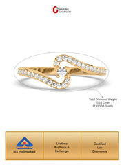 Lab Grown Wave Diamond Ring In Gold