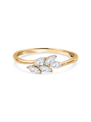 Natural White Zircon Dew Leafy Ring