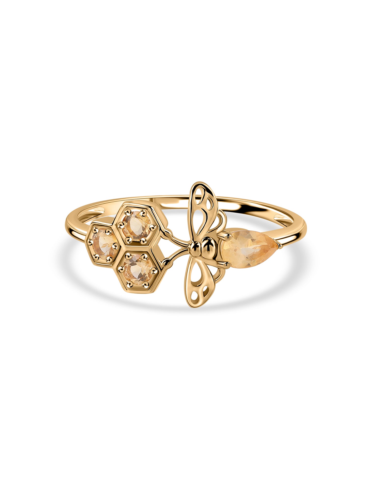 Natural Citrine Bee Ring