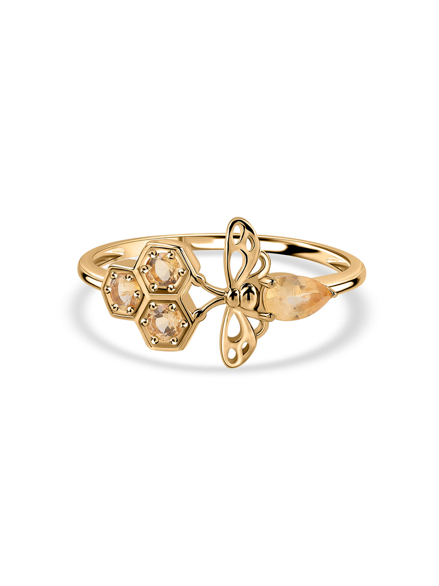 Natural Citrine Bee Ring