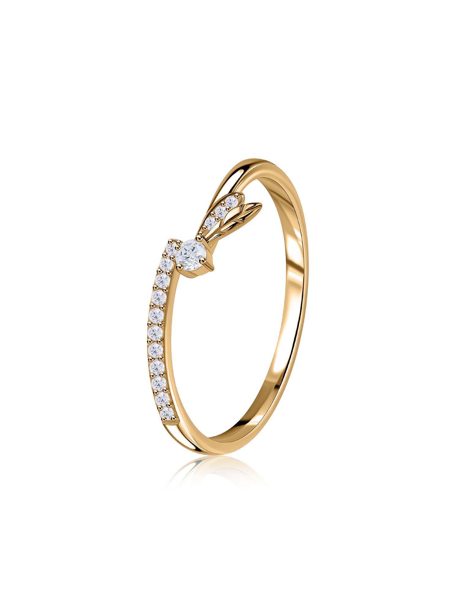 Golden Leaf Trail Gold Plated Silver Ring