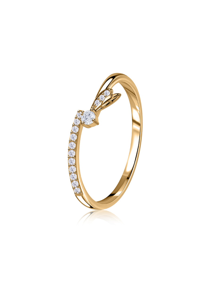 Golden Leaf Trail Gold Plated Silver Ring