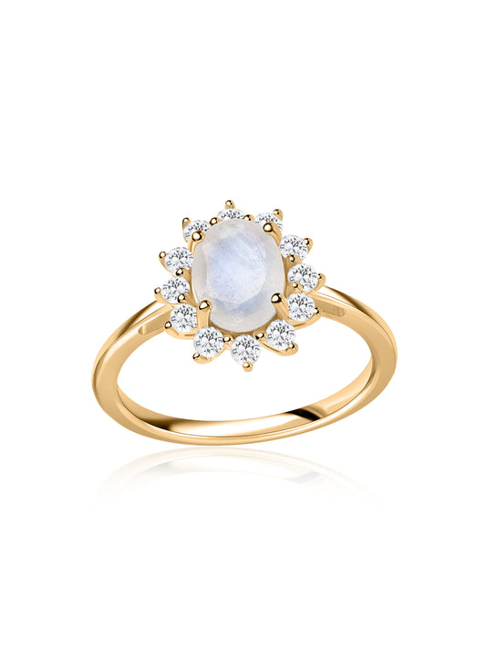 Moonstone Floral Silver Statement Ring