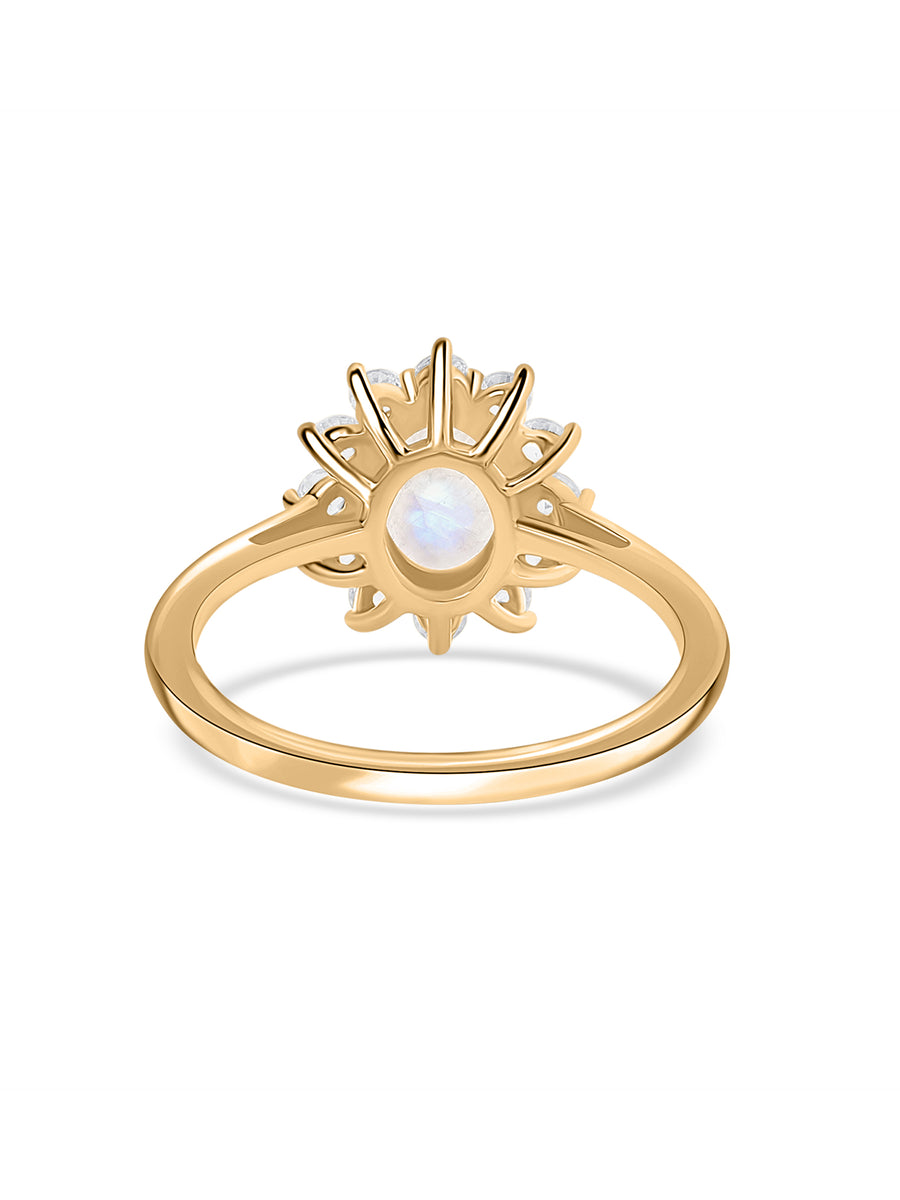 Moonstone Floral Silver Statement Ring