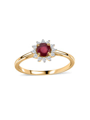Ruby Halo Silver Ring for Women