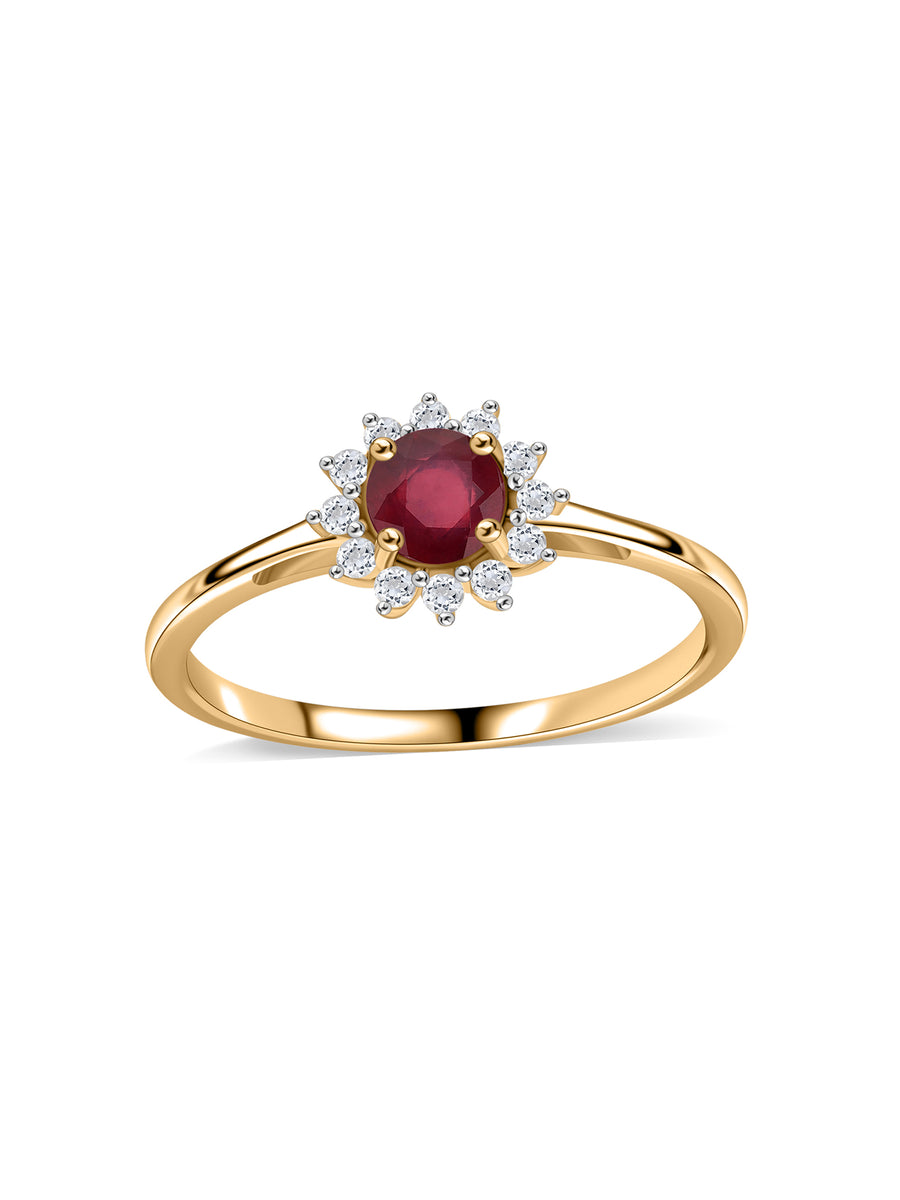 Ruby Halo Silver Ring for Women