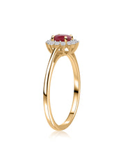 Ruby Halo Silver Ring for Women
