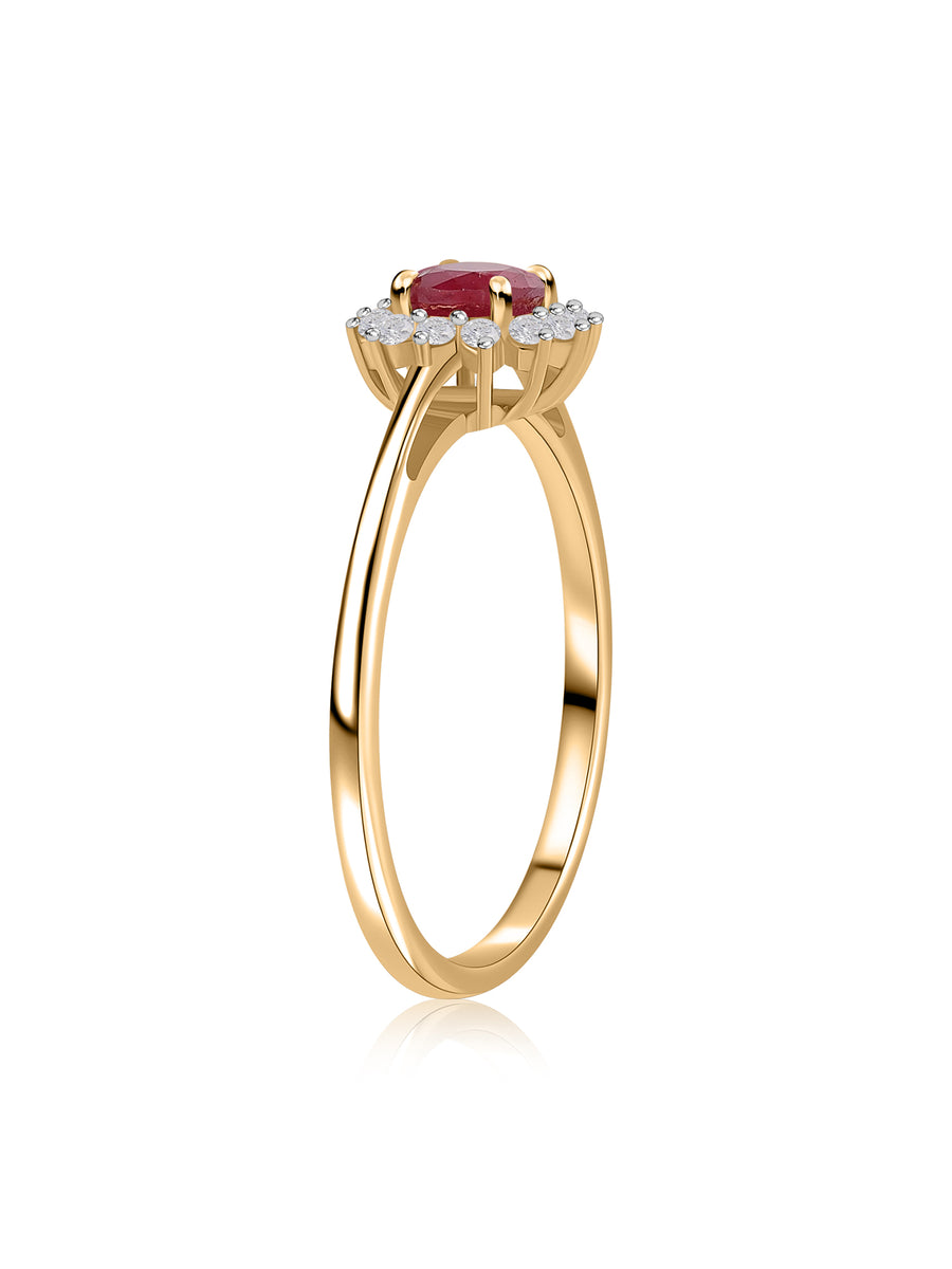 Ruby Halo Silver Ring for Women