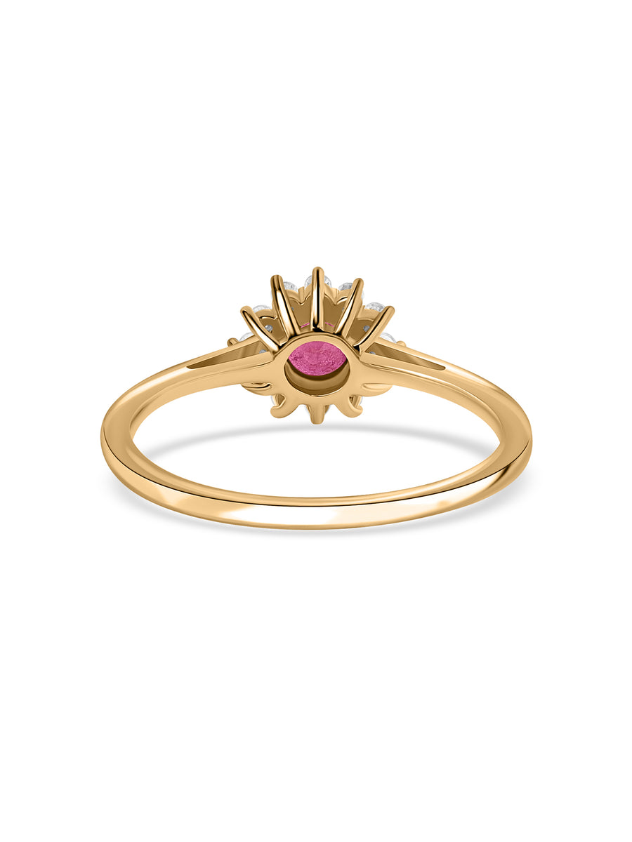 Ruby Halo Silver Ring for Women