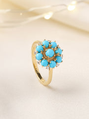 Turquoise Beads Flower Ring