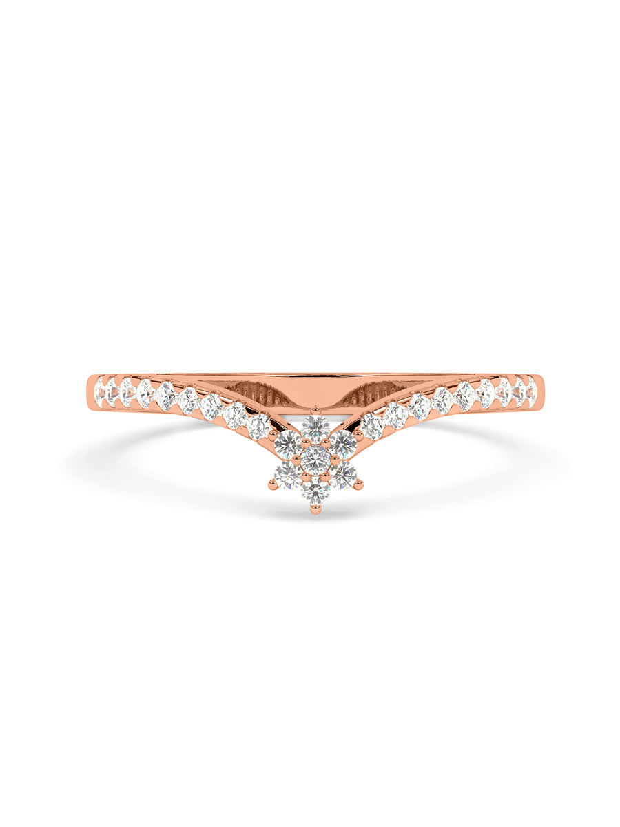 Lab Grown Flower Diamond Ring In Gold