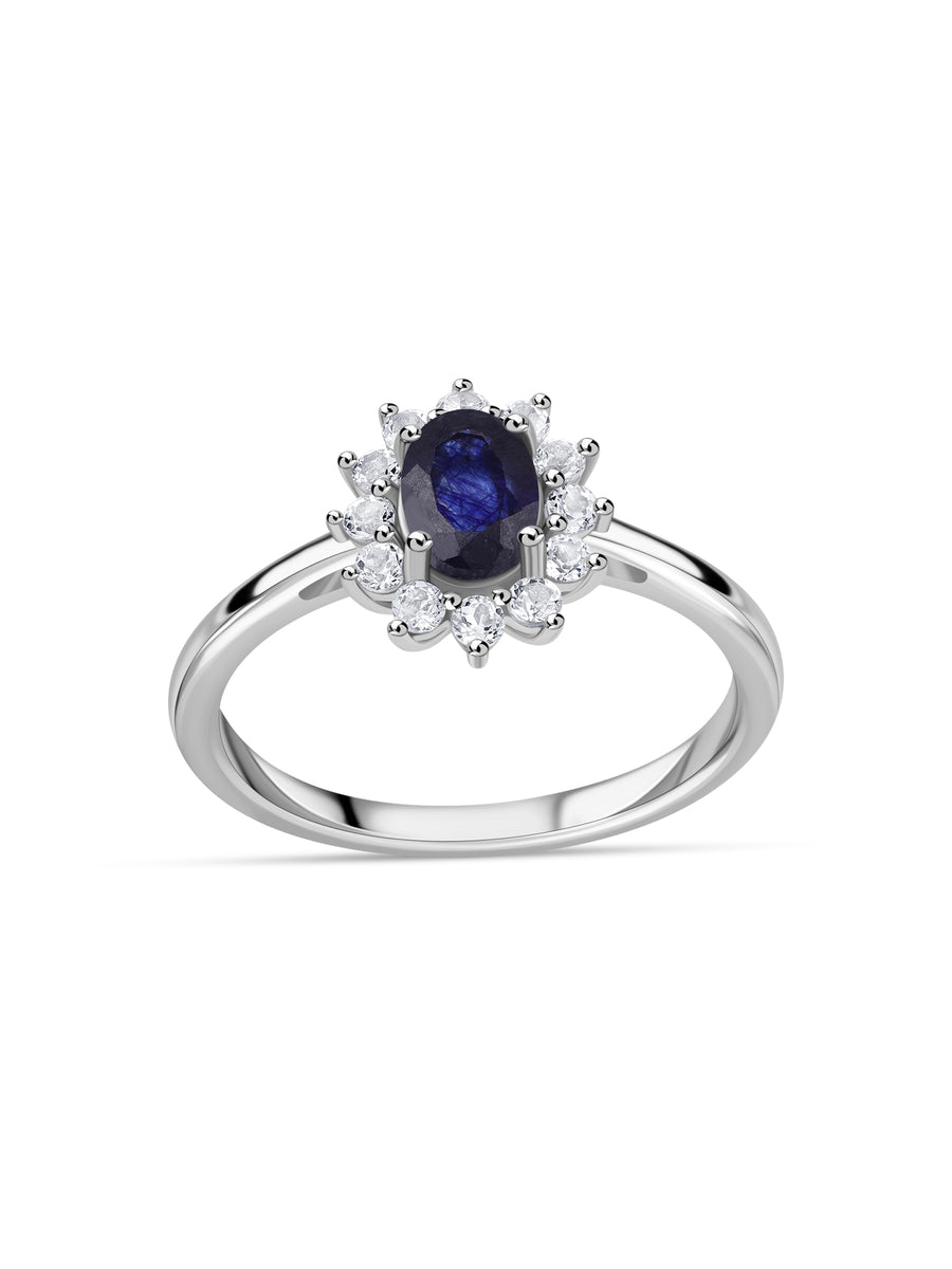 Midnight Aura Natural Blue Sapphire Silver Ring