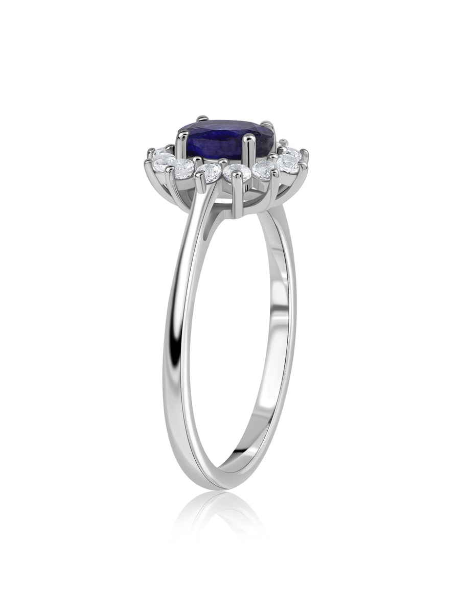 Midnight Aura Natural Blue Sapphire Silver Ring