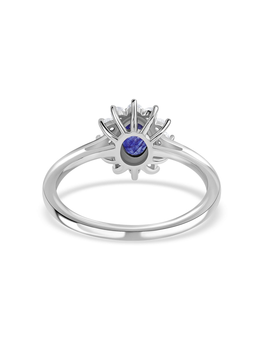 Midnight Aura Natural Blue Sapphire Silver Ring