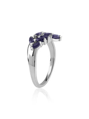 Twilight Leaf Natural Blue Sapphire Silver Ring