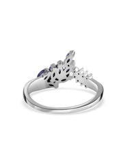 Twilight Leaf Natural Blue Sapphire Silver Ring