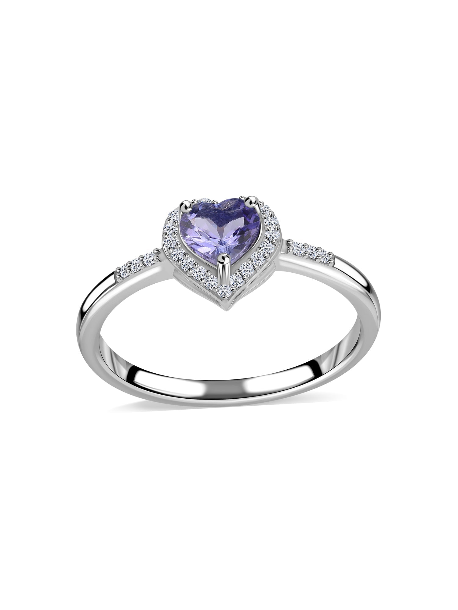 Tanzanite Vintage Heart Halo Silver Ring