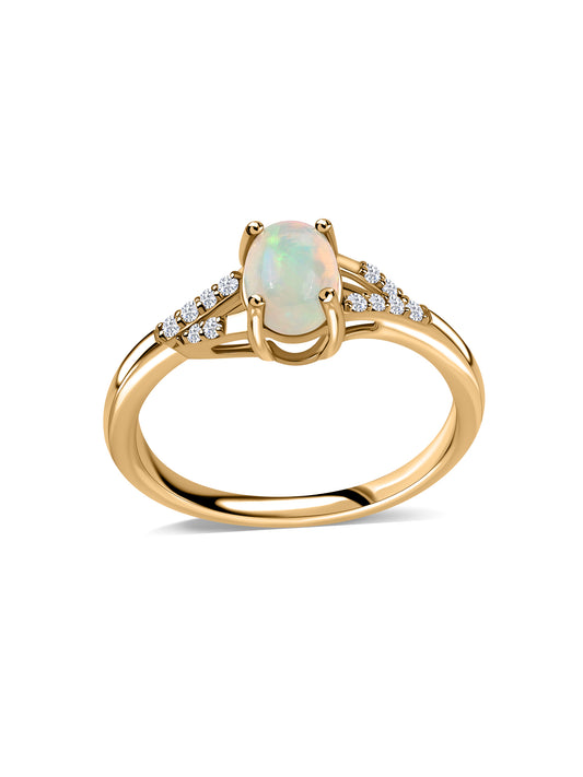 Ethereal Glow Natural Ethiopian Opal Silver Ring