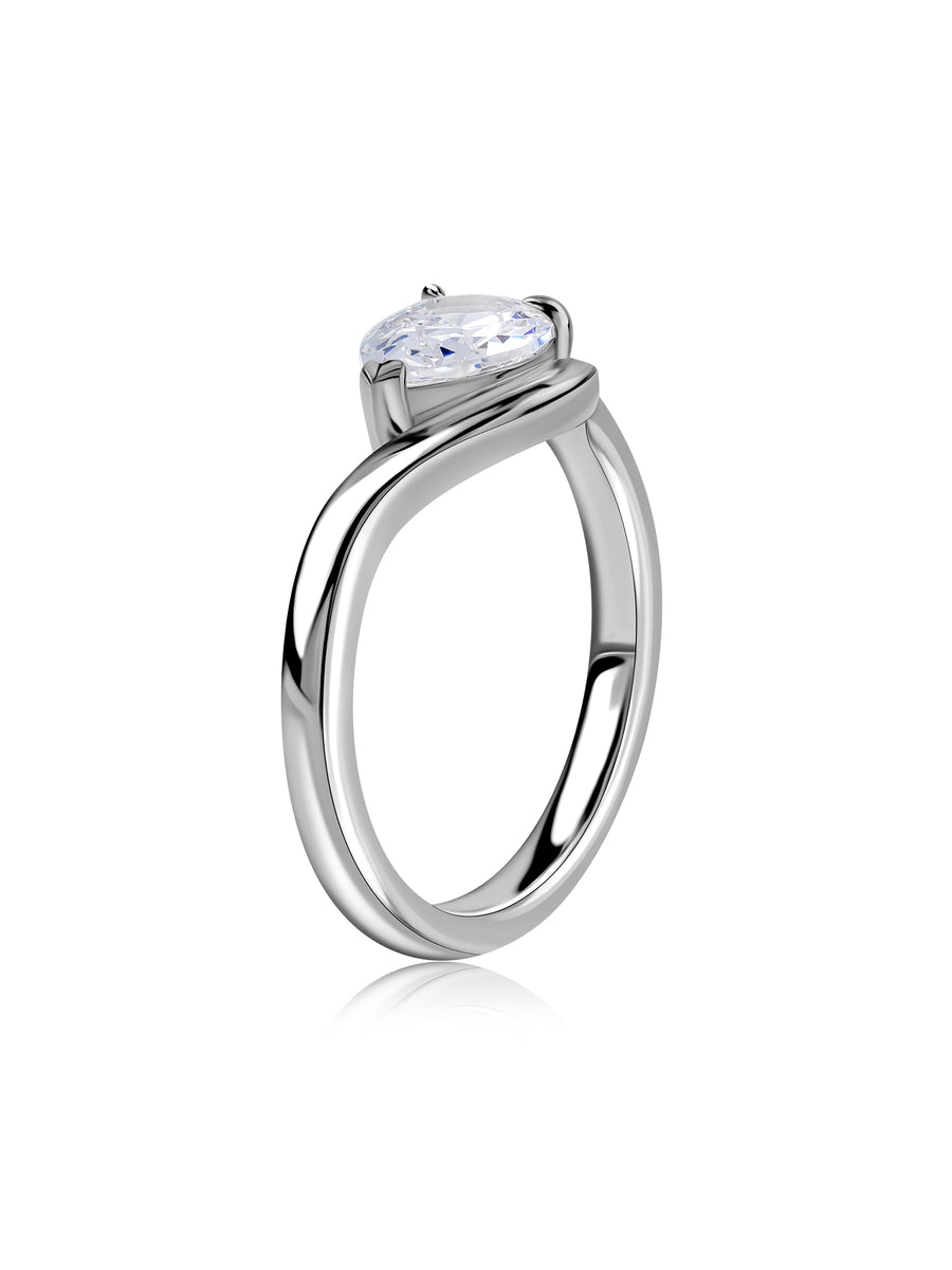 Sway 1 Carat Pear Lab Grown Diamond Solitaire Ring