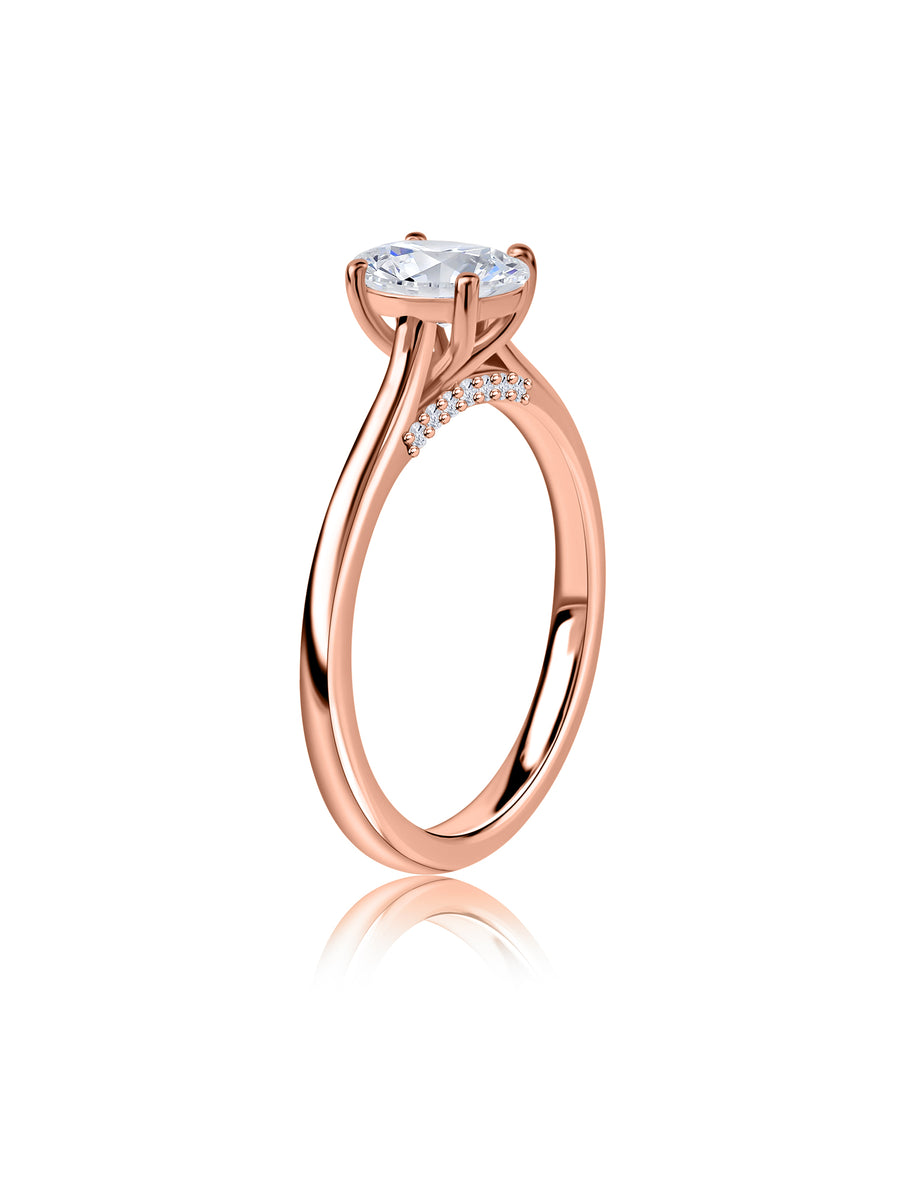 Amora Lab Diamond Oval Solitaire Engagement Ring