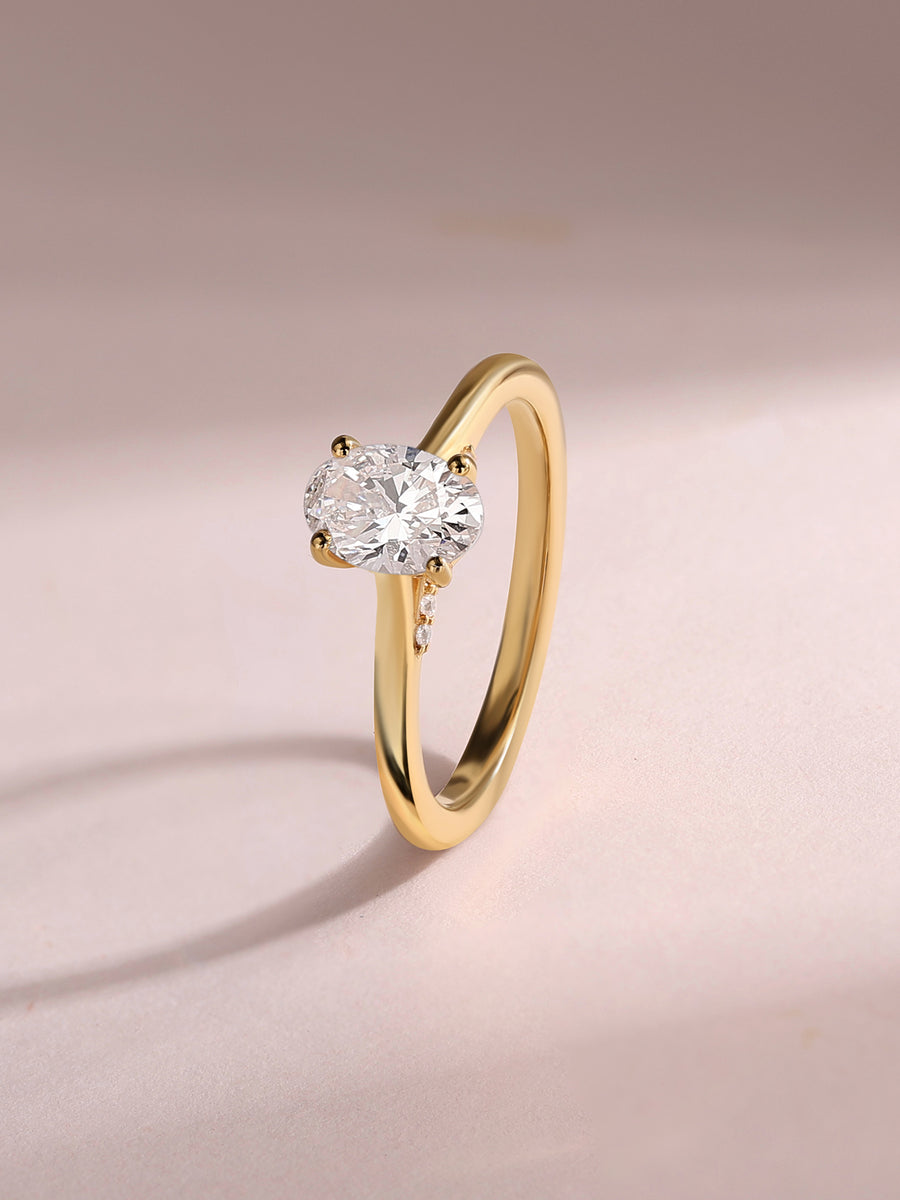 Amora Lab Diamond Oval Solitaire Engagement Ring