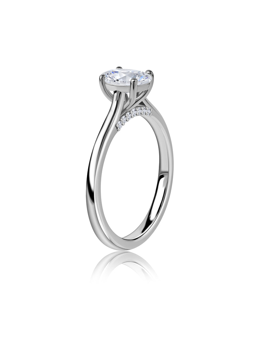 Amora Lab Diamond Oval Solitaire Engagement Ring