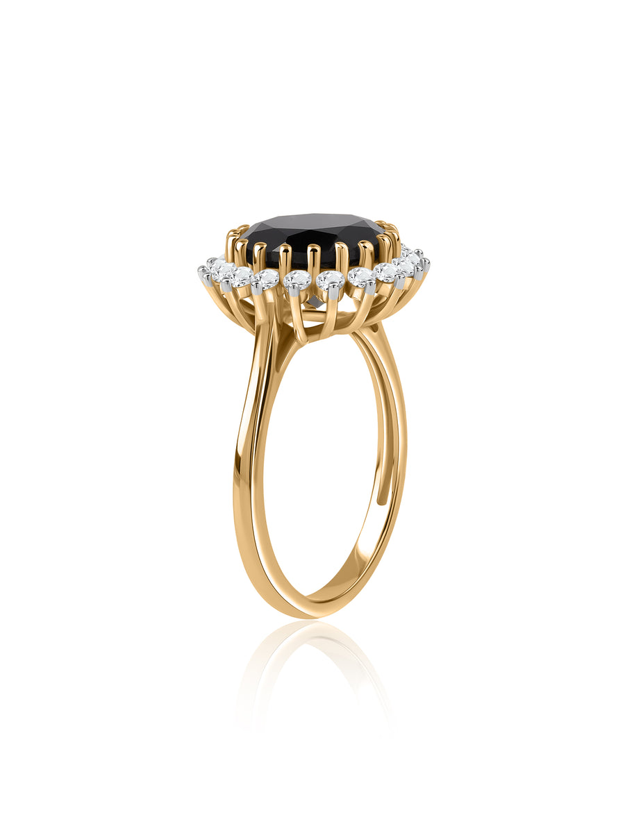 Midnight Halo Black Spinel Silver Ring