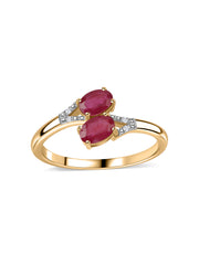 Twin Ruby Oval Silver Ring