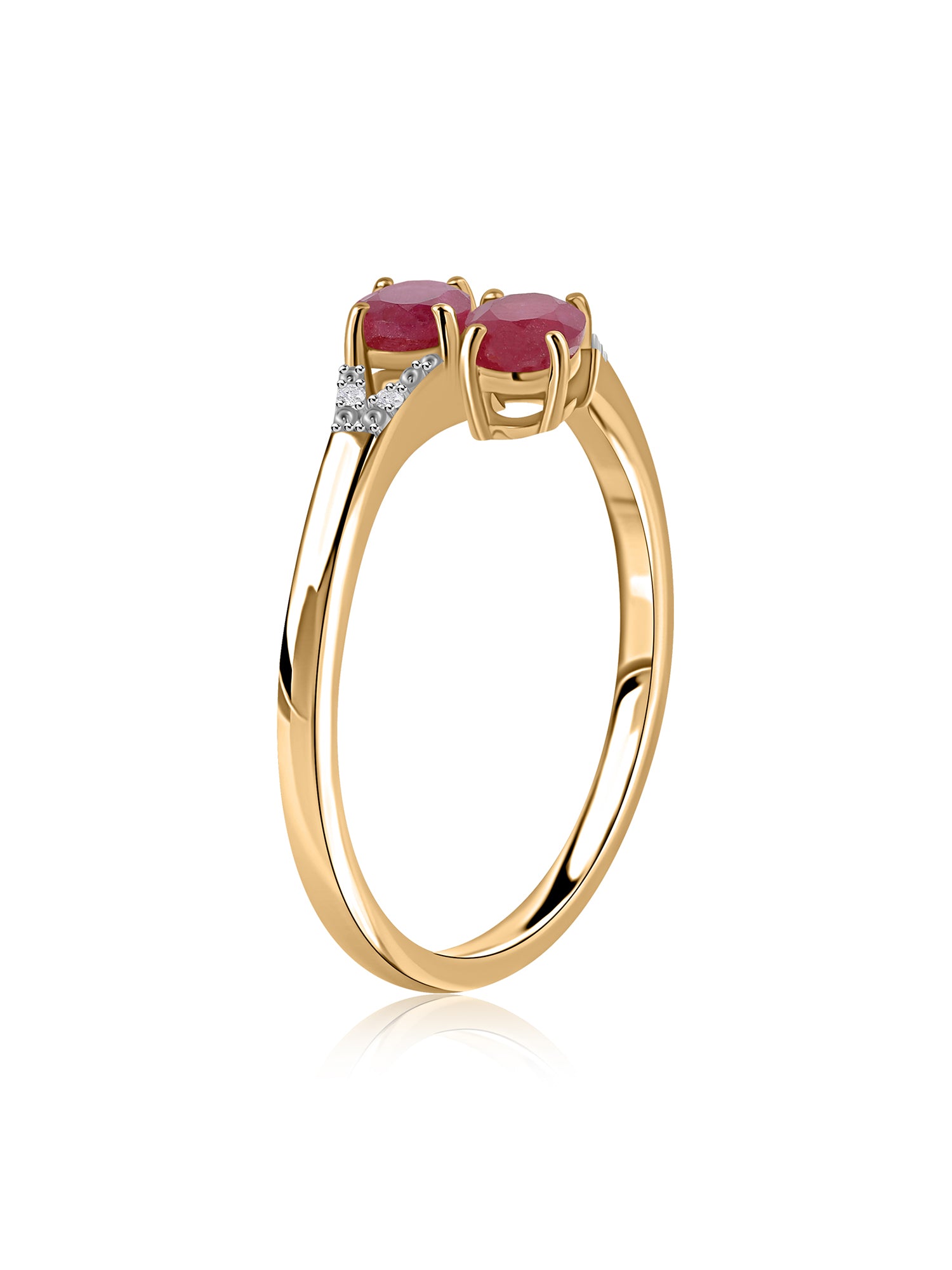Twin Ruby Oval Silver Ring