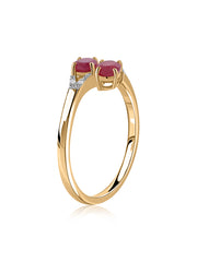 Twin Ruby Oval Silver Ring