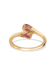 Twin Ruby Oval Silver Ring