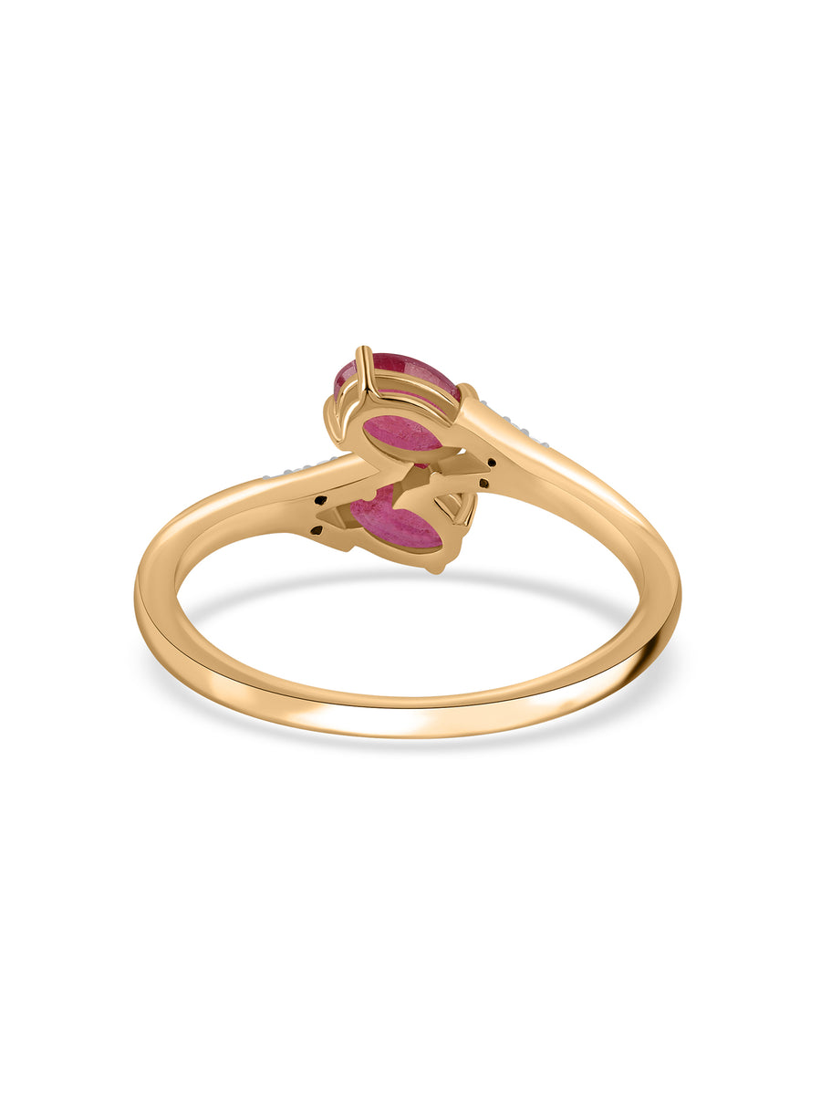Twin Ruby Oval Silver Ring