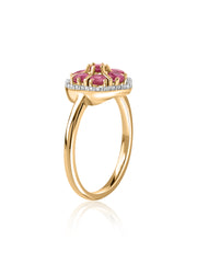 Blooming Ruby Floral Silver Ring
