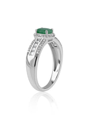 Verdant Majesty Zambian Emerald Silver Ring
