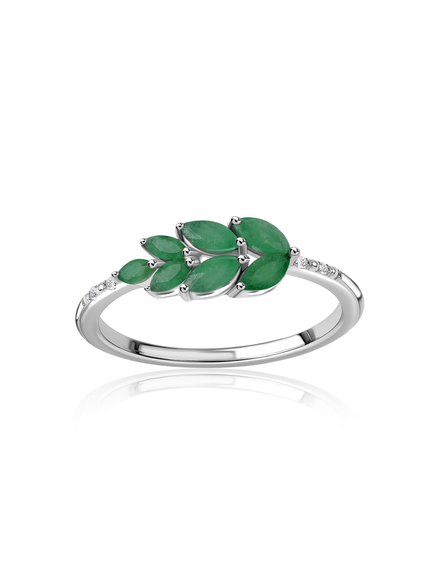 Emerald Leaf Zambian Emerald Silver Ring