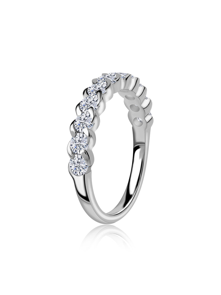 Elegant Semi-Bezel Lab Grown Diamond Band Ring