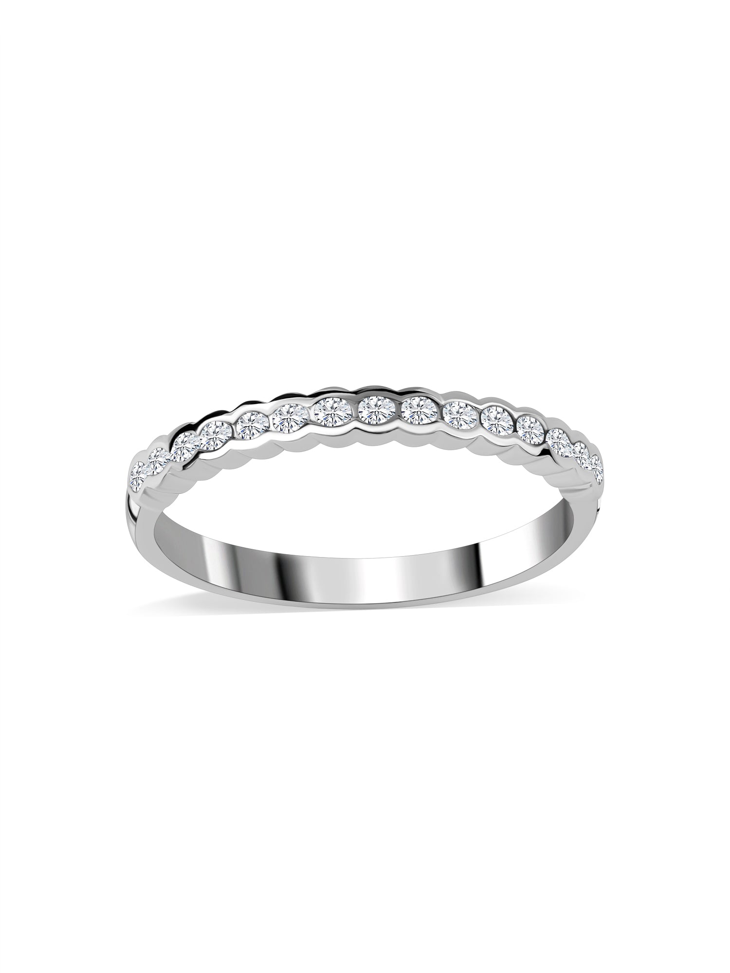 Semi Bezel Diamond Wedding Band Ring