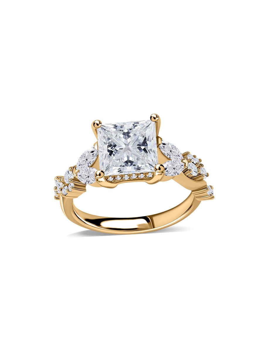 Forever Trio Princess Lab Grown Diamond Gold Ring