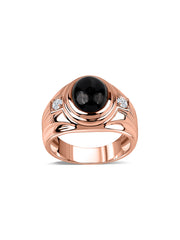 Mystic Midnight Black Star Sapphire & Diamond Gold Ring