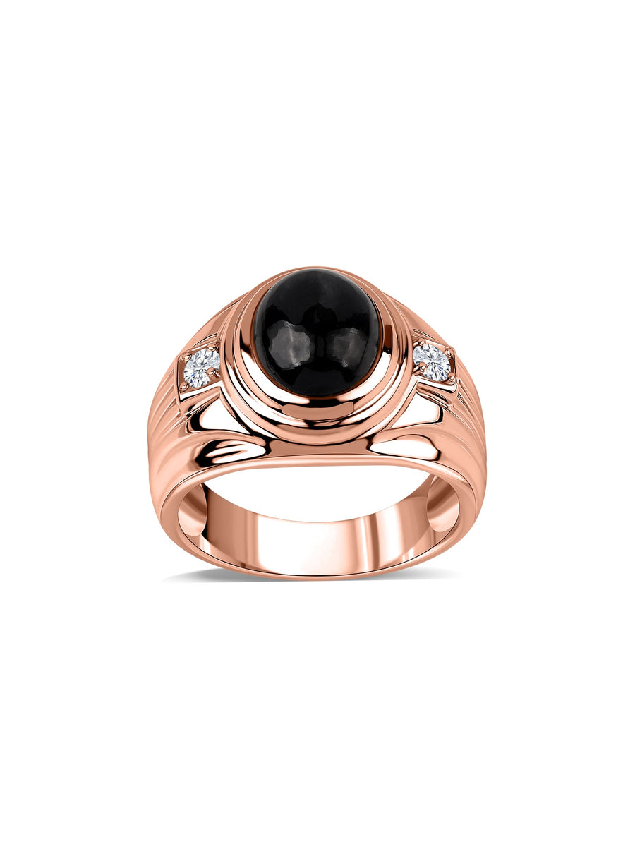 Mystic Midnight Black Star Sapphire & Diamond Gold Ring