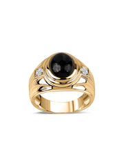 Mystic Midnight Black Star Sapphire & Diamond Gold Ring