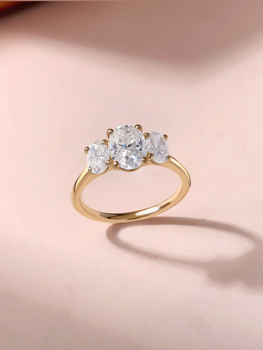 Lab Diamond Three Stone Engagement Ring