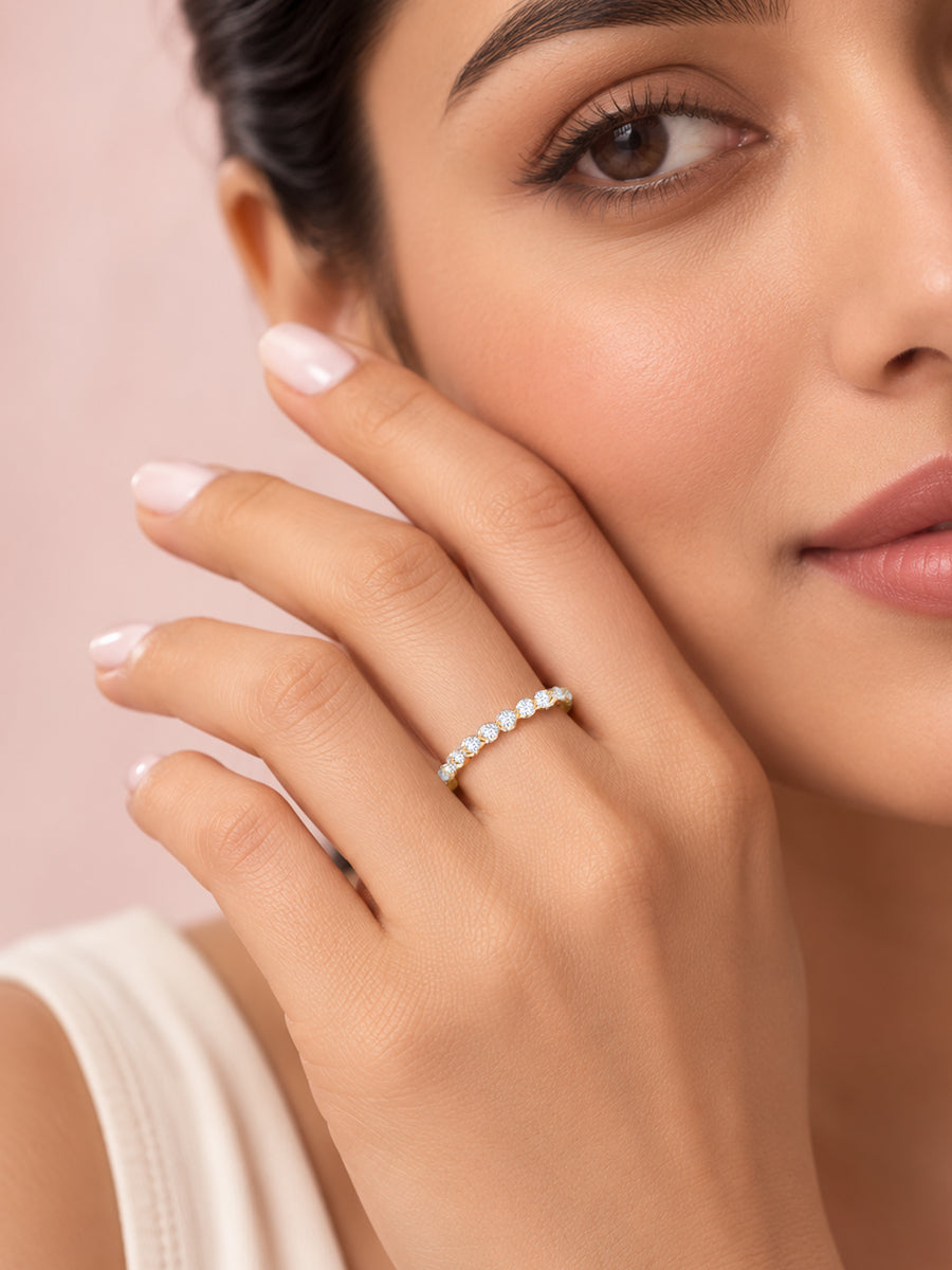 Lab Grown Diamond Gold Half Eternity Band Ring