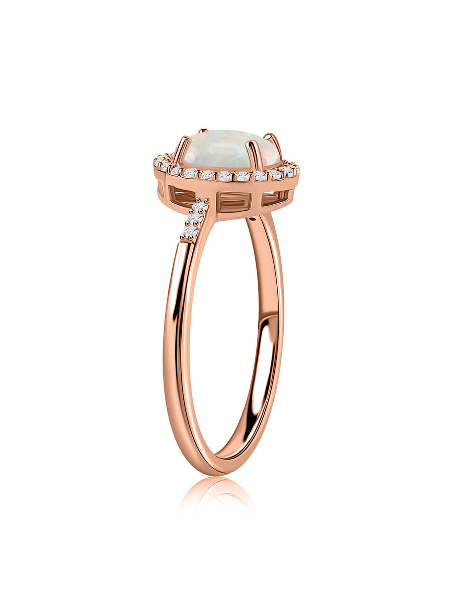 Ethiopian Opal Halo Gold Ring
