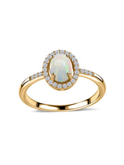 Ethiopian Opal Halo Gold Ring
