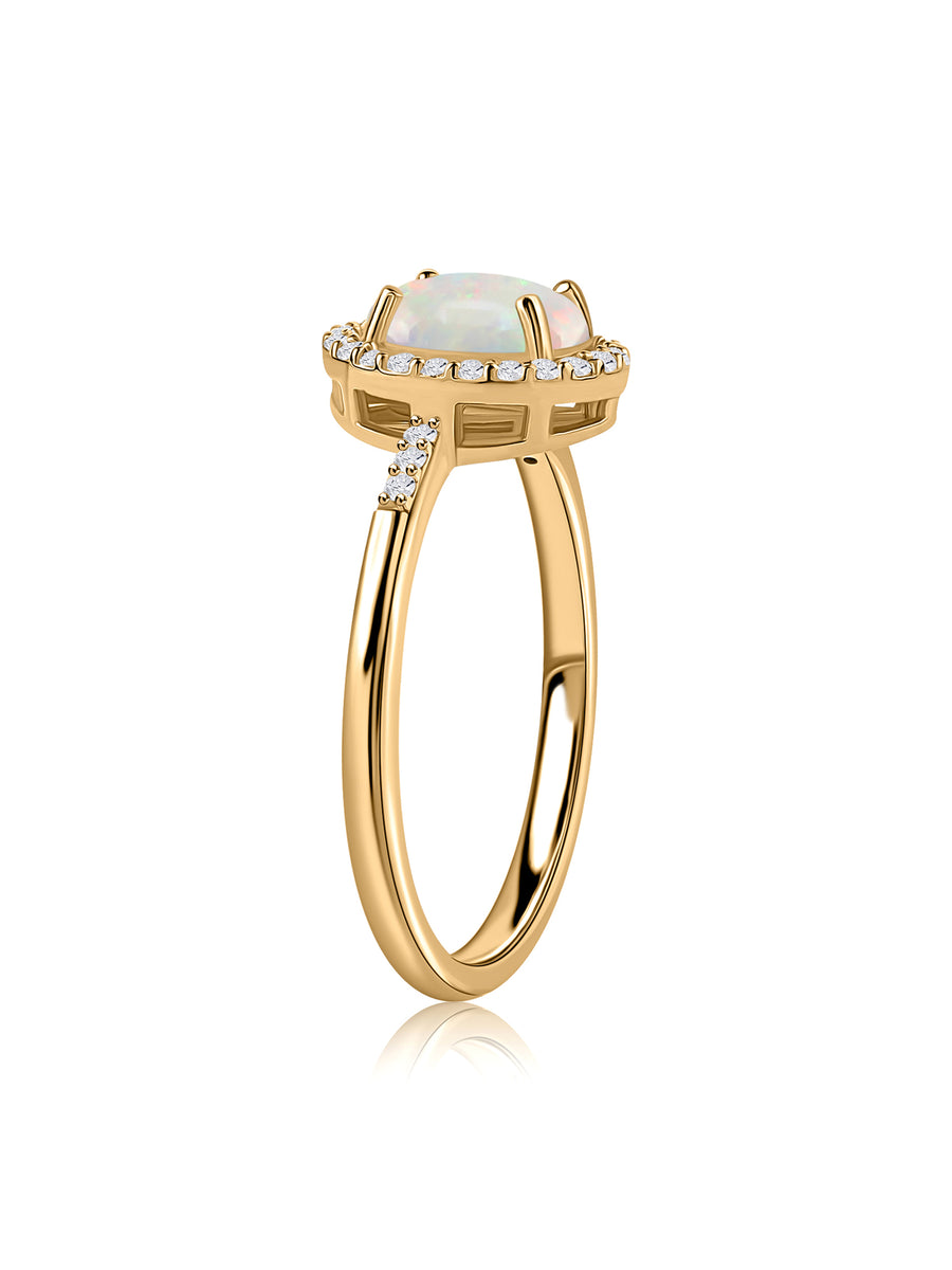 Ethiopian Opal Halo Gold Ring