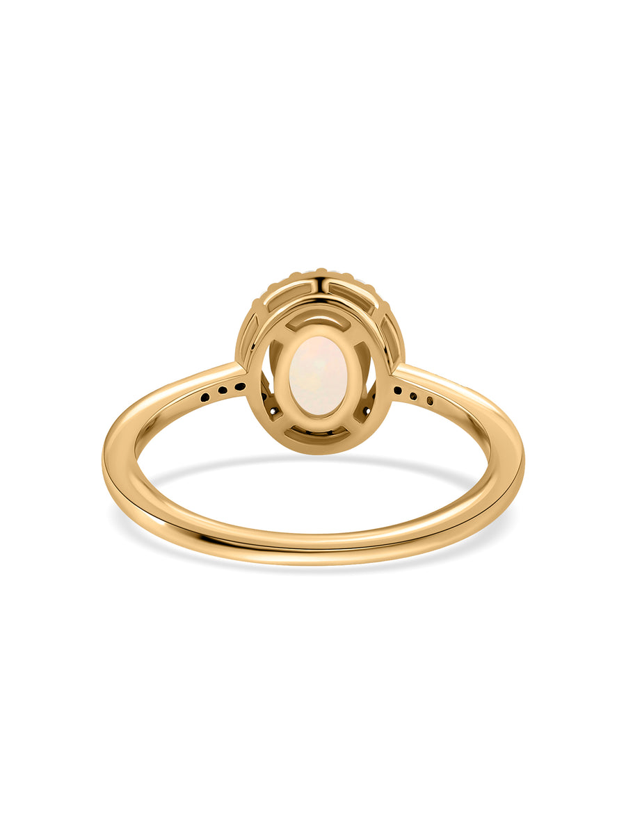 Ethiopian Opal Halo Gold Ring