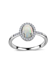Ethiopian Opal Halo Gold Ring