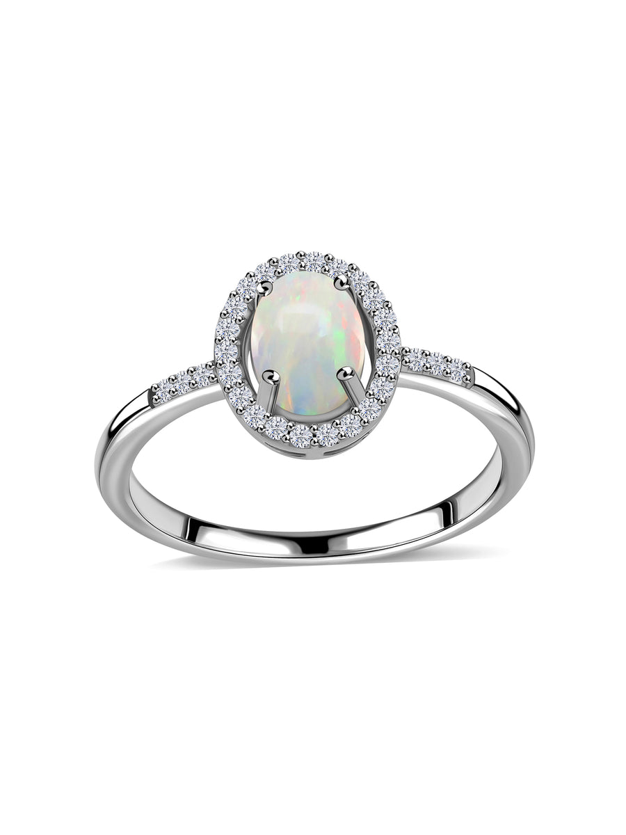 Ethiopian Opal Halo Gold Ring