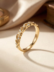 Filigree Swirl Diamond Yellow Gold Band Ring